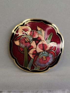 Vintage Cloissone Enamel Floral Brooch